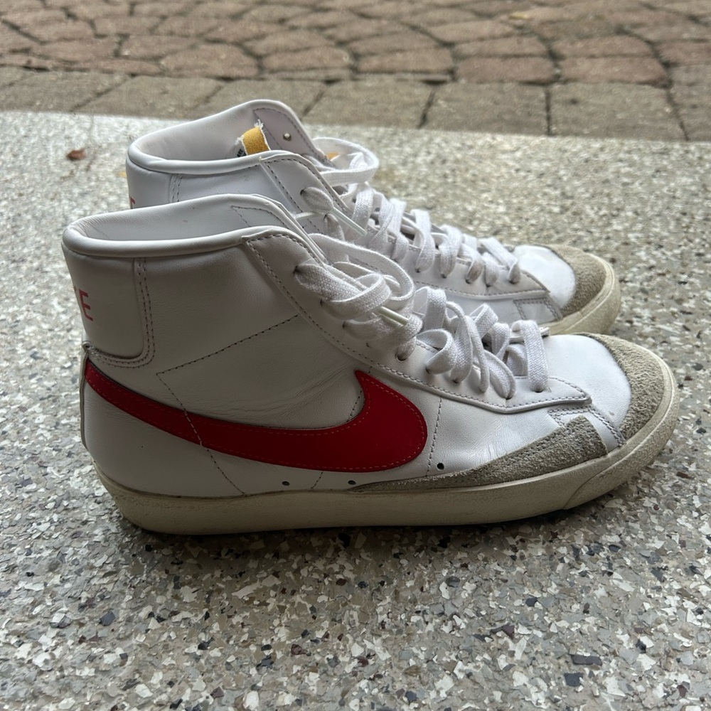 White and red Nike blazers